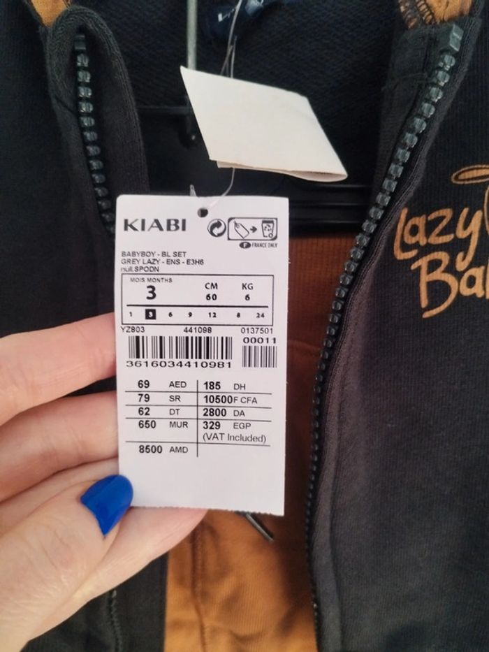 Ensemble veste sweat zippée et jogging garçon 3 mois neuf - photo numéro 4