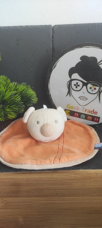Doudou plat koala orange beige sucre d'orge rond beige marron Ancien Rouge