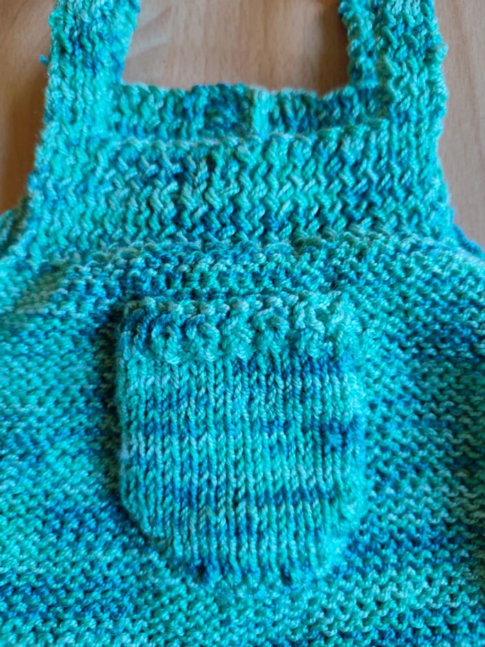 Salopette courte verte neuve tricotée à la main 3M - photo numéro 2