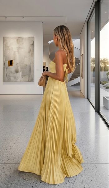 Magnifique Robe LONGUE tendance dos nu sexy jaune 