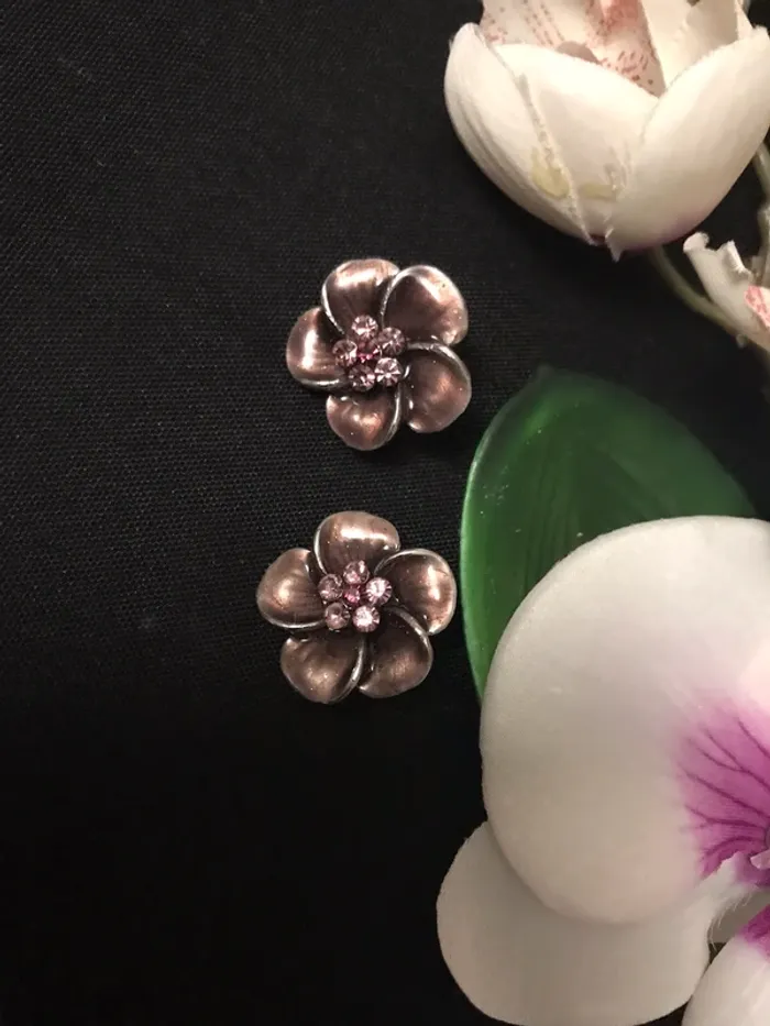 Paire de boucles d’oreilles à clip forme fleurs