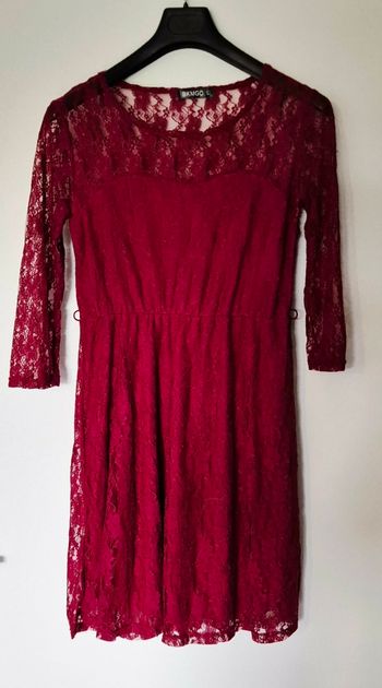 Robe de cocktail en dentelle bordeaux - Taille L