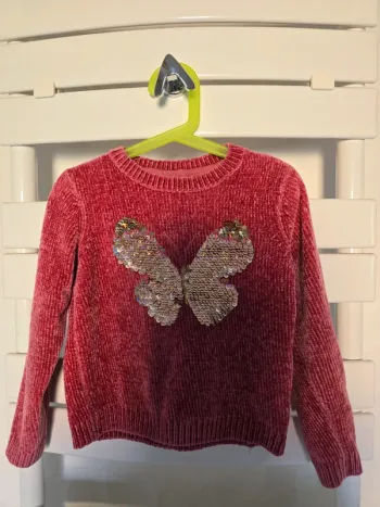 pull rose tout doux papillon In extenso