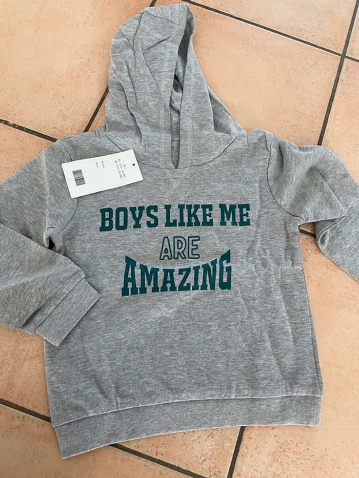 Pull à capuche gris 8 ans Sweat