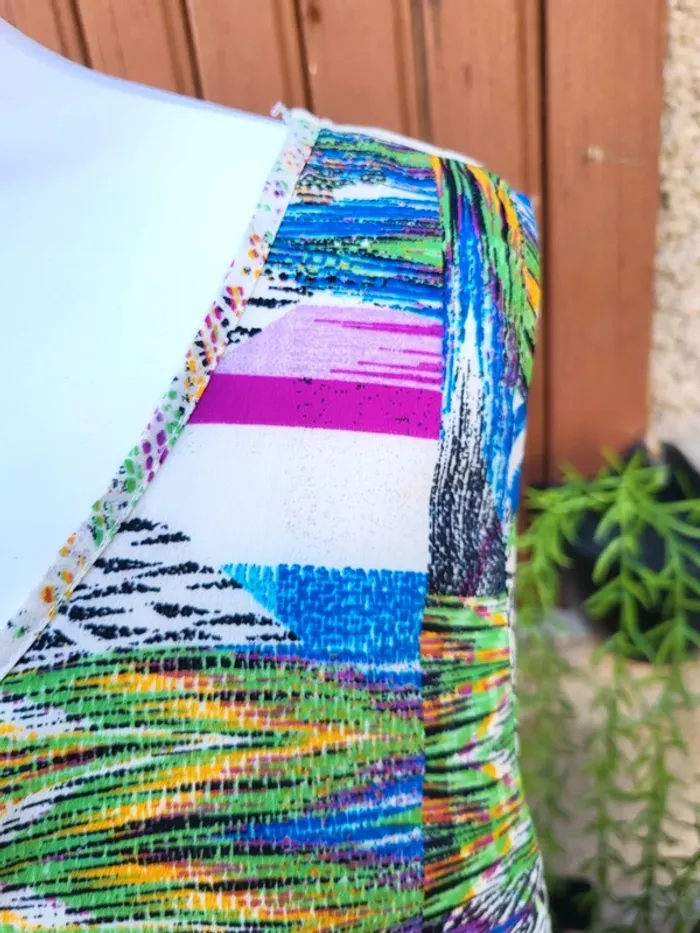 Blouse sans manche fluide ethnique ivoire multicolore taille 46 - photo numéro 3