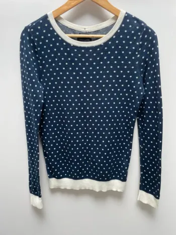 Tommy Hilfiger Pullover polka dots navy blue white Womens M