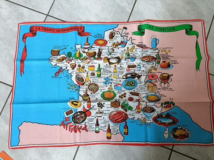 Lot de 6 torchons vintage calendrier et région - photo numéro 6