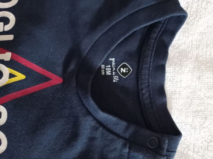 Marc grain du blé taille 18 mois 80 cm pull bleu avec du pression sur l'épaule super polo super petit pull à manches longues - photo numéro 7