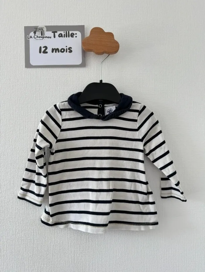 Tee shirt rayé manches longues - taille 12 mois 🌸
