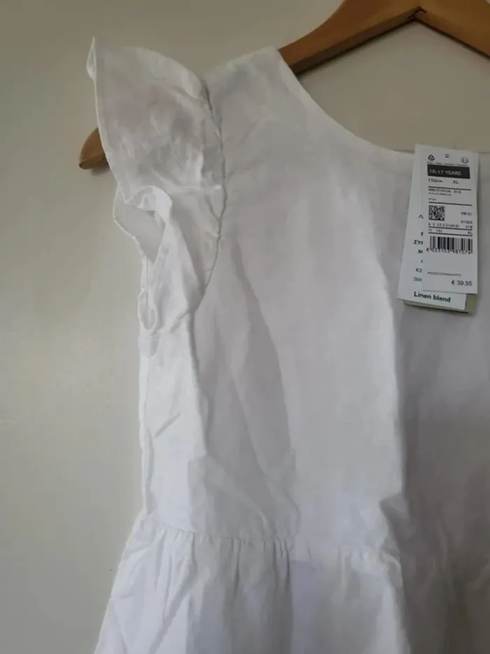 Robe neuve Benetton lin et coton blanche 10a 11a - photo numéro 8