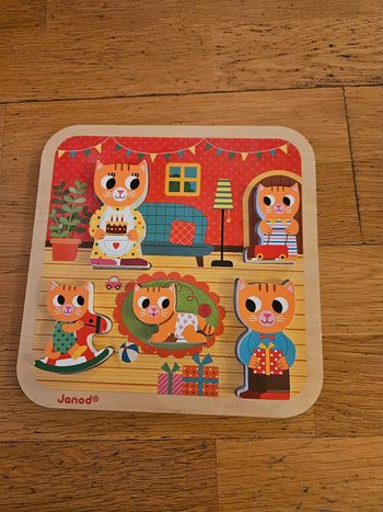 Puzzle famille chat en bois Janod