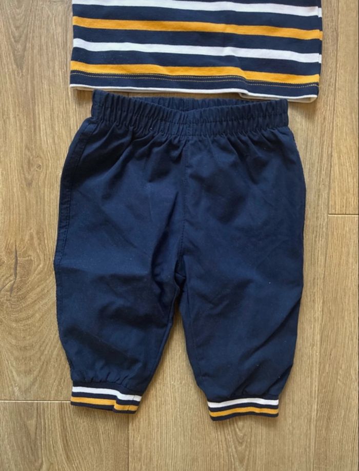 Ensemble 6 mois – t-shirt rayé + jogging doublé chaud - photo numéro 3