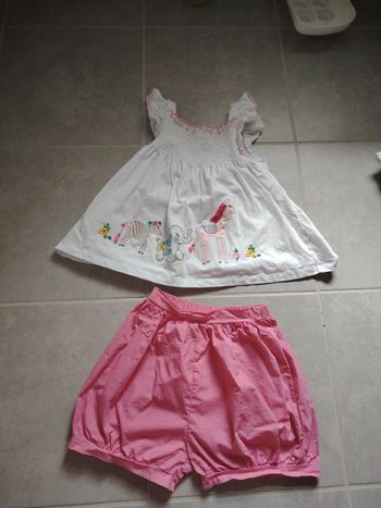 Ensemble elephant rose / blancs short bouffant