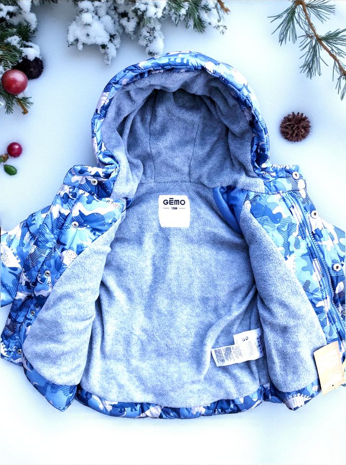 GÉMO - NEW - ANORAK GARÇON BLEU IMPRIMÉ DINOSAURES & INTÉRIEUR TYPE POLAIRE 18M - photo numéro 9