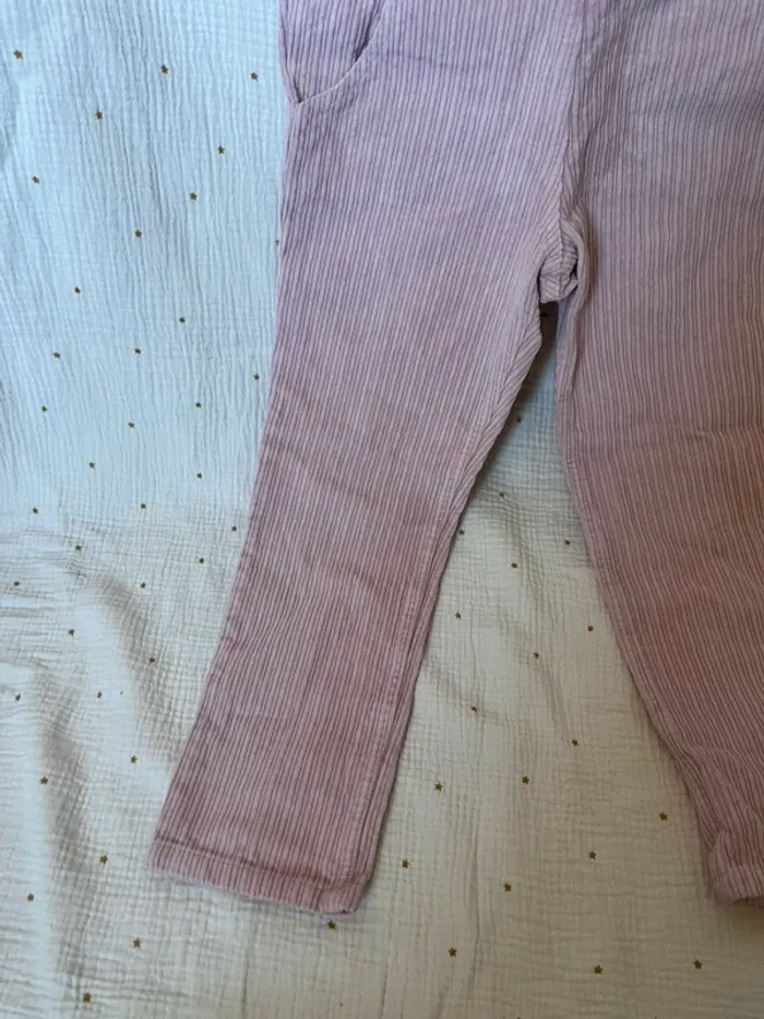 Salopette Bonton velours rose – Taille 8 ans - photo numéro 4