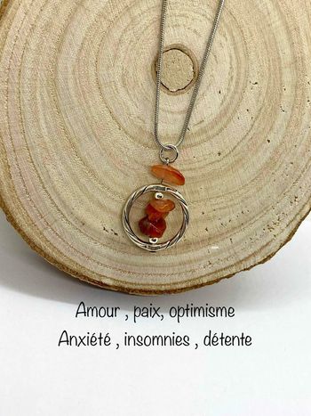 Collier quartz fraise , lithothérapie