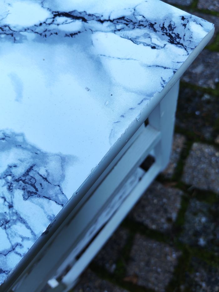 Meuble d'appoint SDB ou table de chevet blanc tiroir en osier - photo numéro 3