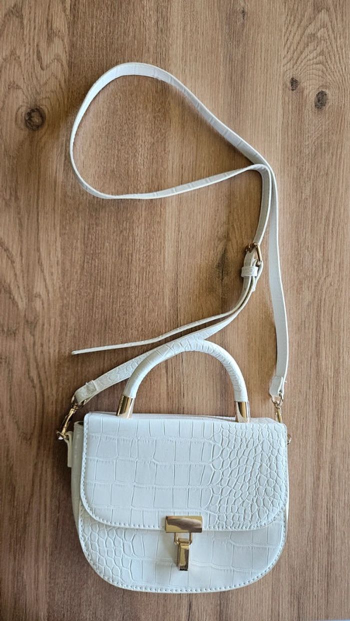 Petit sac à bandoulière croco blanc et doré, Naf Naf - photo numéro 5