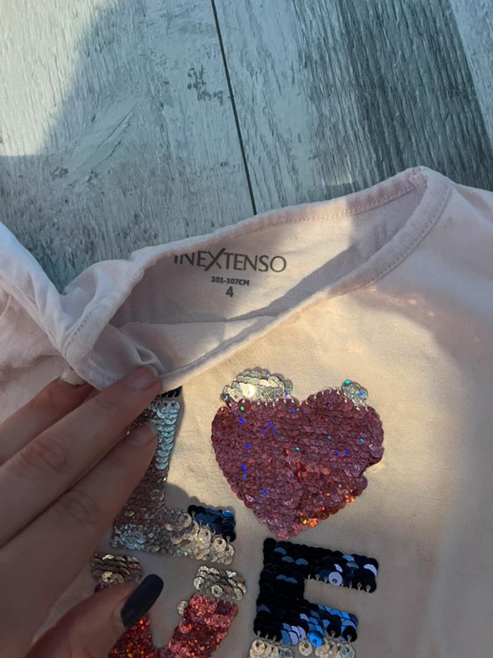 Lot de 2 tee shirt a sequins 4 ans fille - photo numéro 3