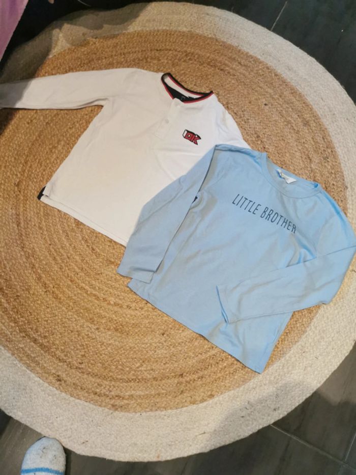 Lot 2 hauts 1 polo long orchestra 8 ans blanc 1 t shirt lonh littlr brother - photo numéro 6