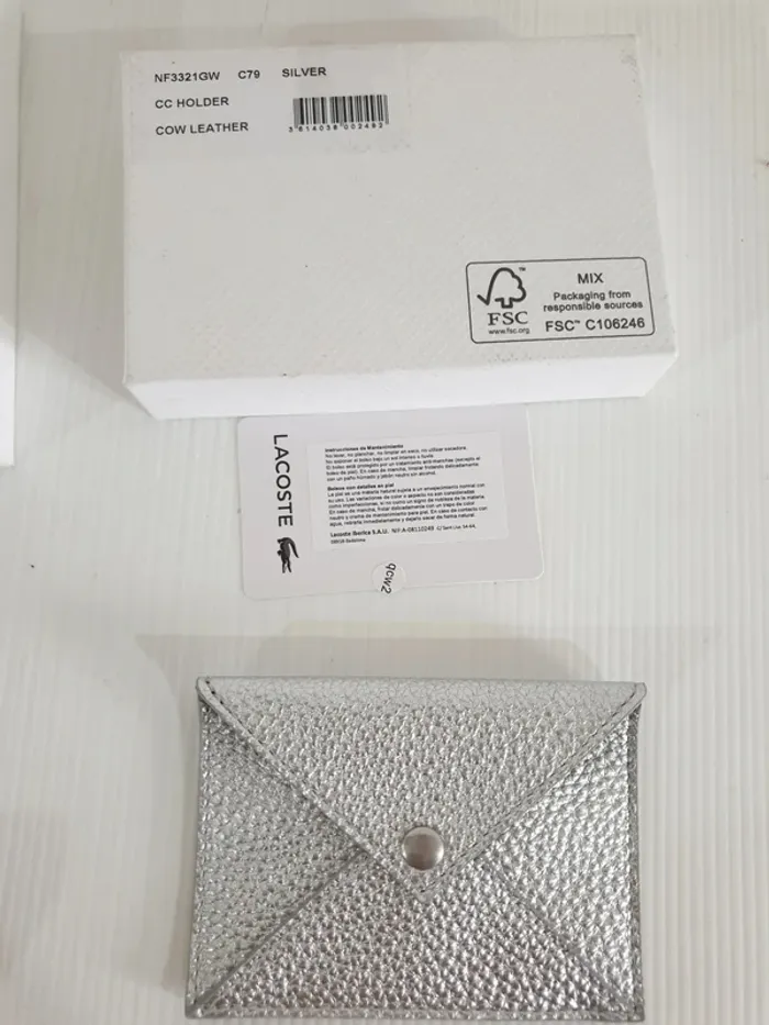 Porte carte Lacoste argenté, neuf 11x8cm - photo numéro 5