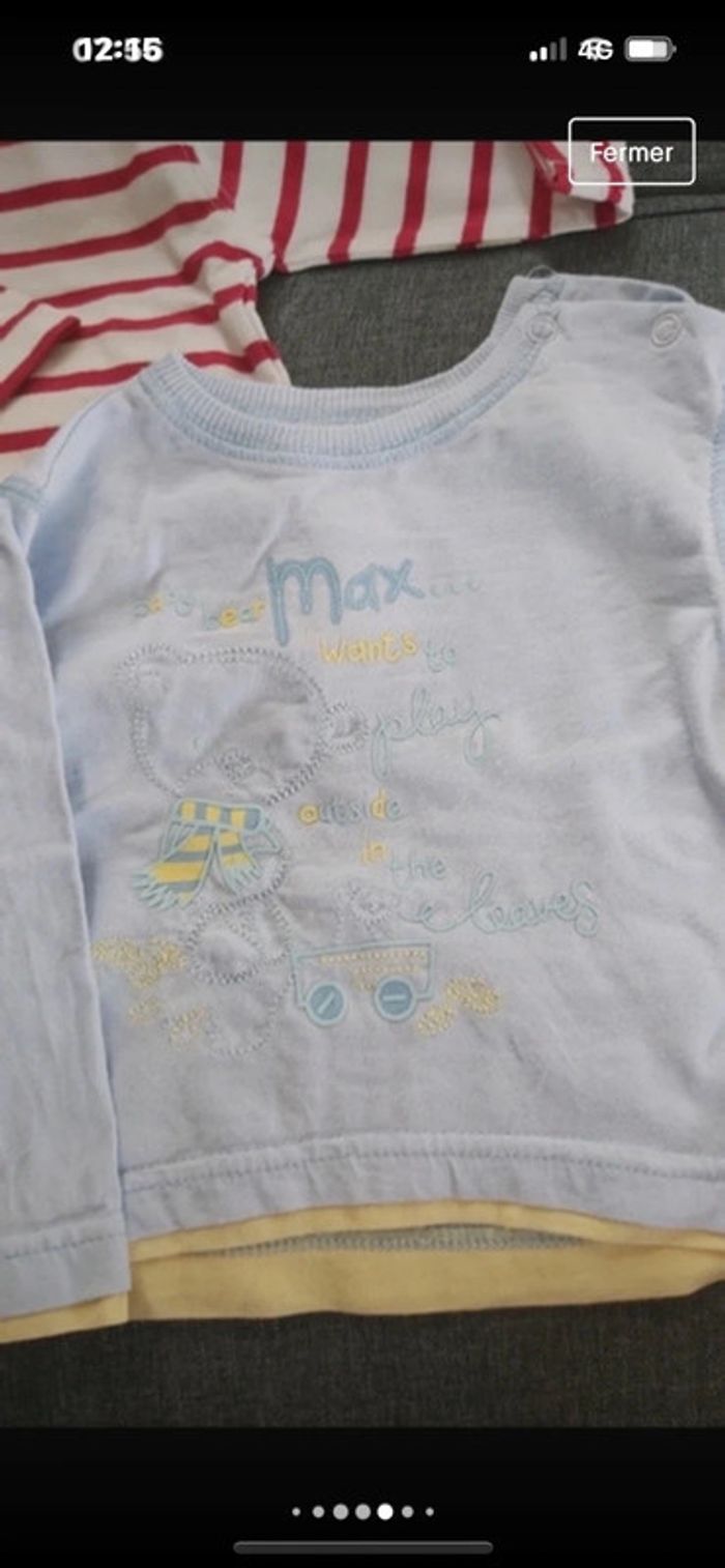 Lot de 5 tee shirt manches longues taille 6 mois - photo numéro 3