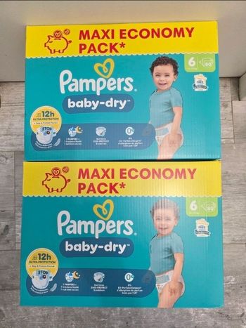 🍼 Pampers Baby-Dry – Taille 6 (13–18 kg) – Lot 2x80 couches – Neuf