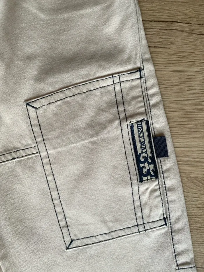 Pantalon Cargo mi-saison beige garçon couture foncé 3 ans Best Way - photo numéro 3