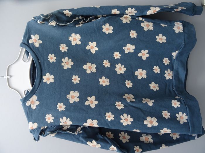 Sweat-shirt bleu à fleurs-10 ans