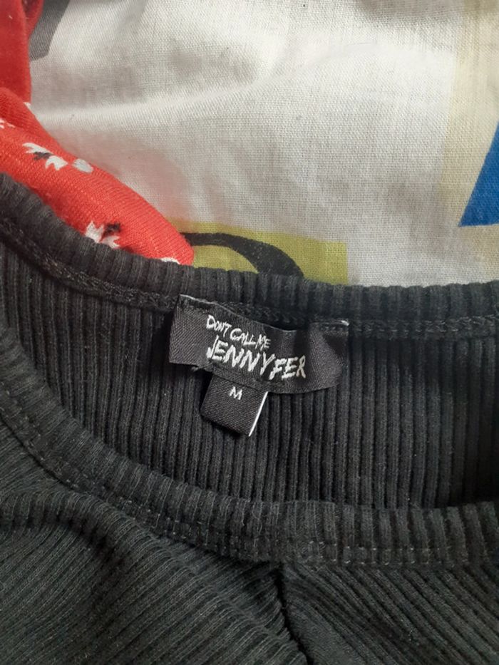 Top court noir maille côtelé M - photo numéro 2