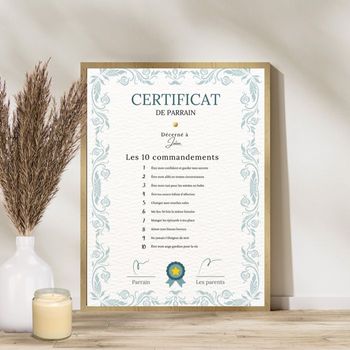Certificat parrain et marraine