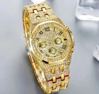 Montres style diamant pour femmes, montre-bracelet style or pour dames