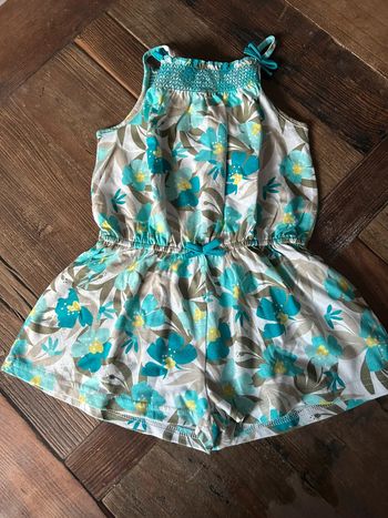 Robe combi short 3 ans - fille bleu kaki