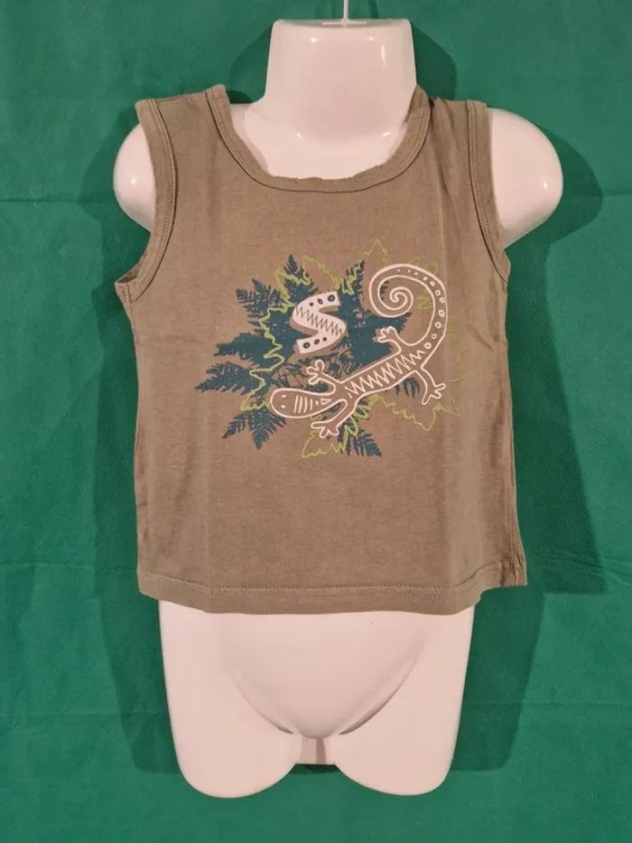 Débardeur motif lézard 18 mois kaki Sans marque