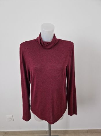 Pull fin col roulé bordeaux Mim