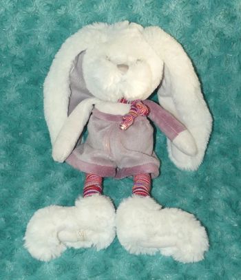 Doudou lapin mauve blanc Bukowski 🐰Neuf
