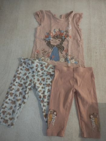 Lot 3 pièces : t-shirt + 2 pantacourt 18-24 mois