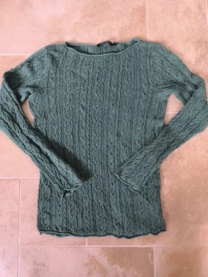 Pull Ralph Lauren vert d'eau femme torsadé excellent état taille L