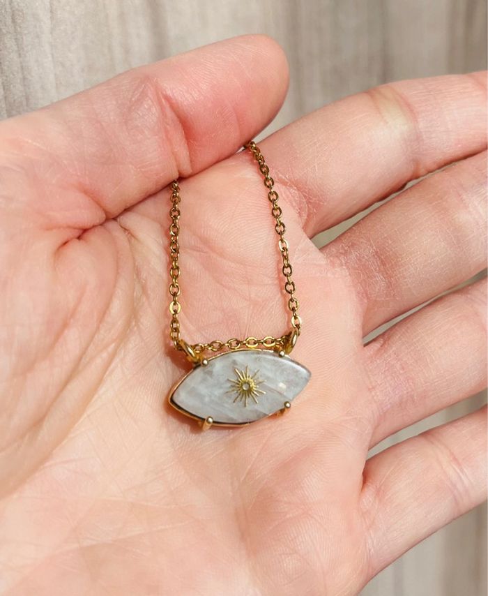 Collier grigri œil Pierre de Lune - photo numéro 5