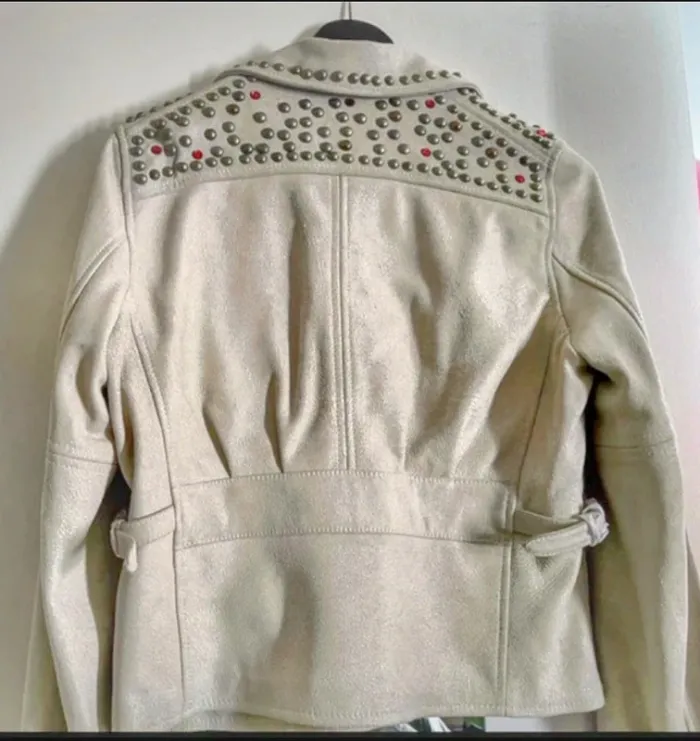 Magnifique Perfecto écru, en cuir d’agneau, taille 40, Neuf - Hoss Intropia - photo numéro 5