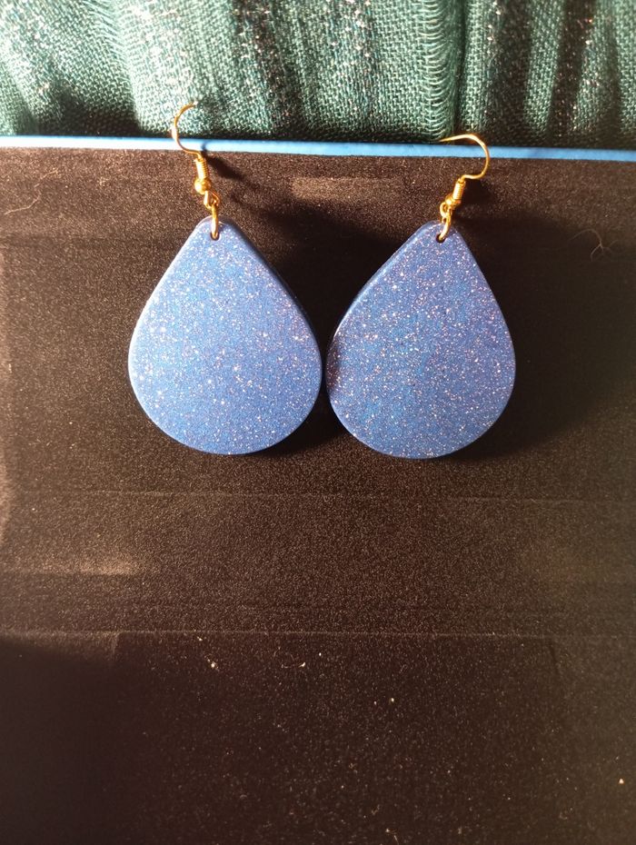 Boucles d'oreilles bleues - photo numéro 2