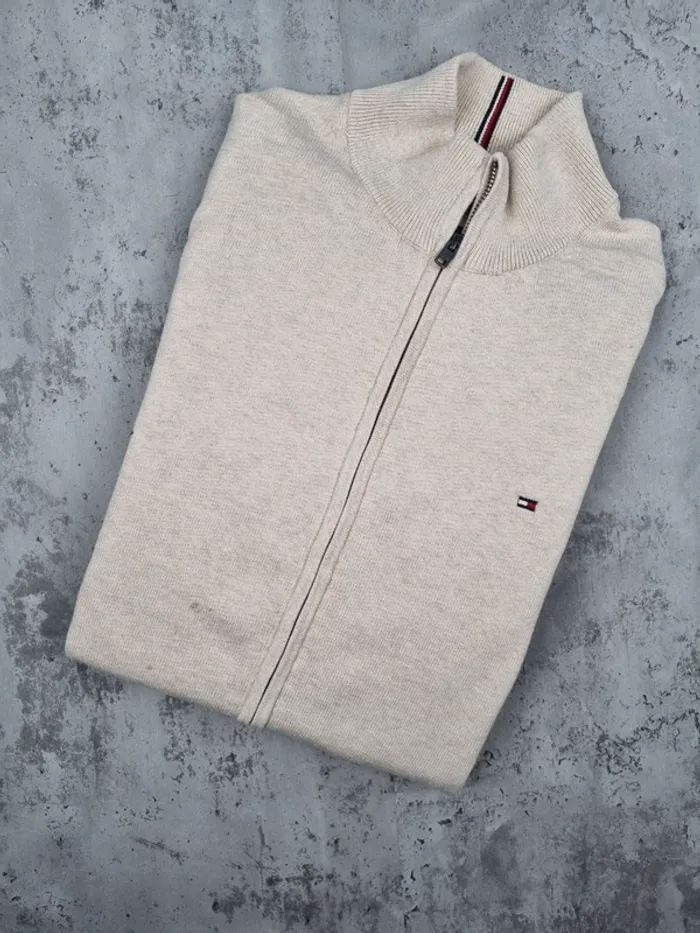 Gilet zippé beige Tommy Hilfiger – Taille XXL Homme (mesures en photos)