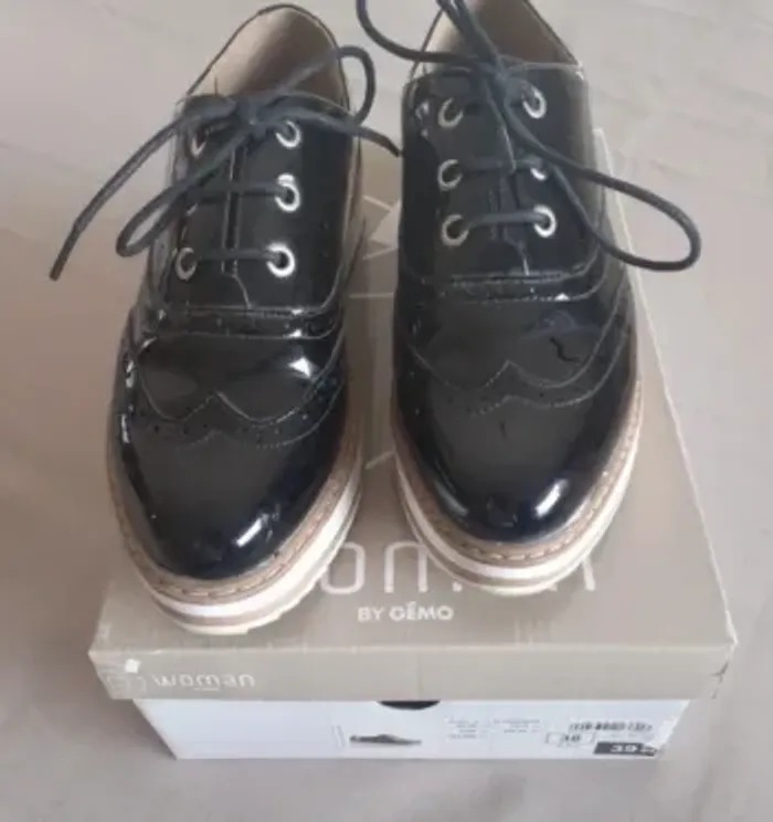 Chaussures compensées vernis noir - Gémo - Taille 38 - photo numéro 2