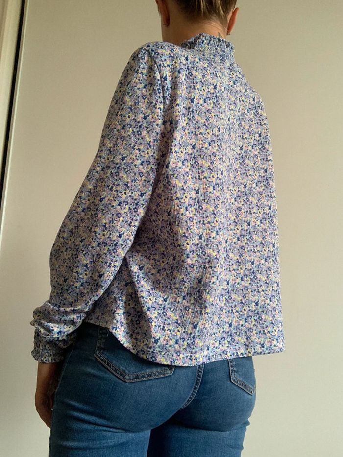 Blouse gris bleue fleuris only taille s 36 - photo numéro 2