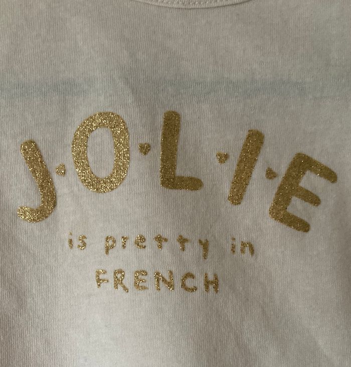 Tee-shirt imprimé pailleté doré taille 18 mois - photo numéro 2