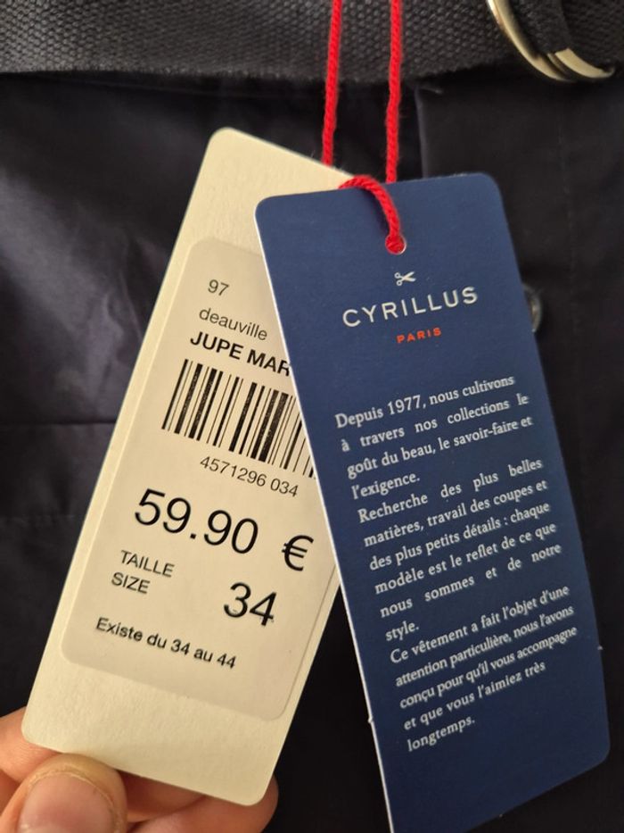 Jupe trapeze bleu marine, cyrillus, neuve taille 34 - photo numéro 5