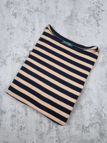 T-shirt rayé doré et noir Lauren Ralph Lauren – Taille M Femme (mesures en photos)