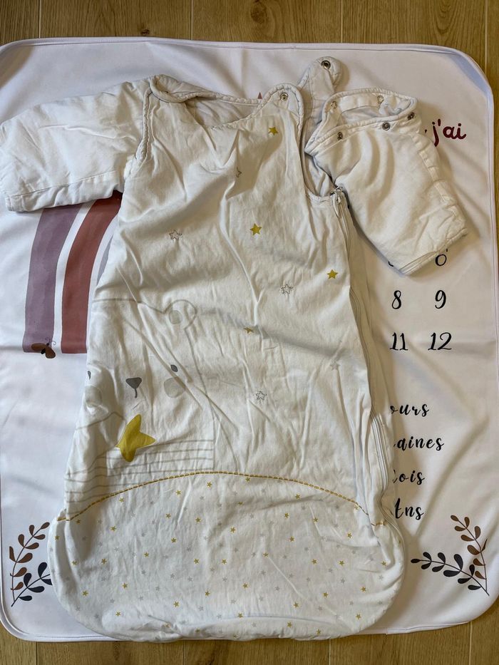 Gigoteuse hiver mixte 0–6 mois – Blanche motif ourson 🧸