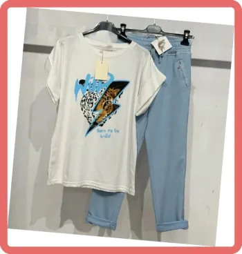 T-shirt 🐅 Wild - Taille Unique - Neuf - Bleu pastel