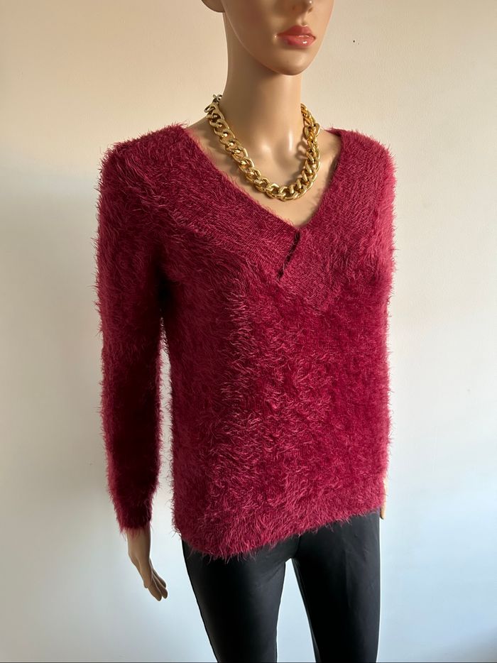 Pull tout doux rouge bordeaux Morgan taille M comme neuf - photo numéro 2